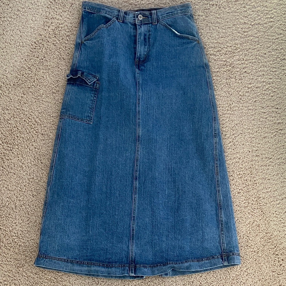 Brandy Melville Long Cargo Denim Skirt